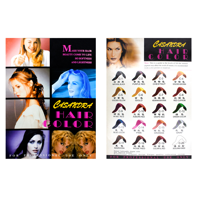 Fashion Color Catalogue Hair Color Chart for Hair Color Cream Hair Dye